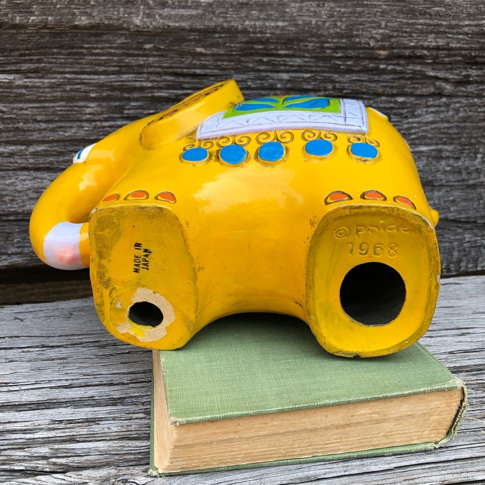 💛1968 Pride bank Vintage 60s Hippy yellow Chalkware made in Japan Vtg ELEPHANT💛 - Picture 6 of 12